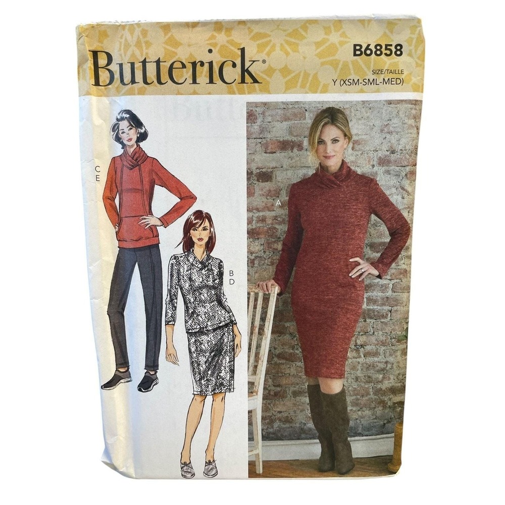 Butterick B6858 Misses Knit Dress Tops‎ Skirt Pants Size XS-M 2021